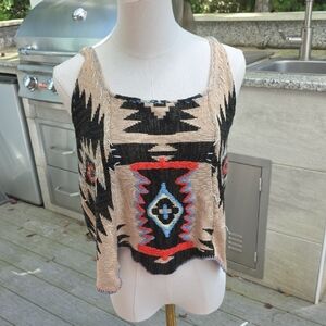 Honey Punch Black and Tan Aztec Tank Top